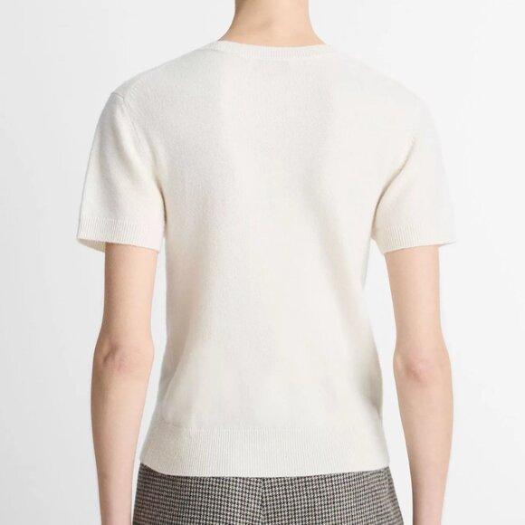 Vince Wool & Cashmere Blend Short Sleeve Sweater in Off White - Picture 3 of 9